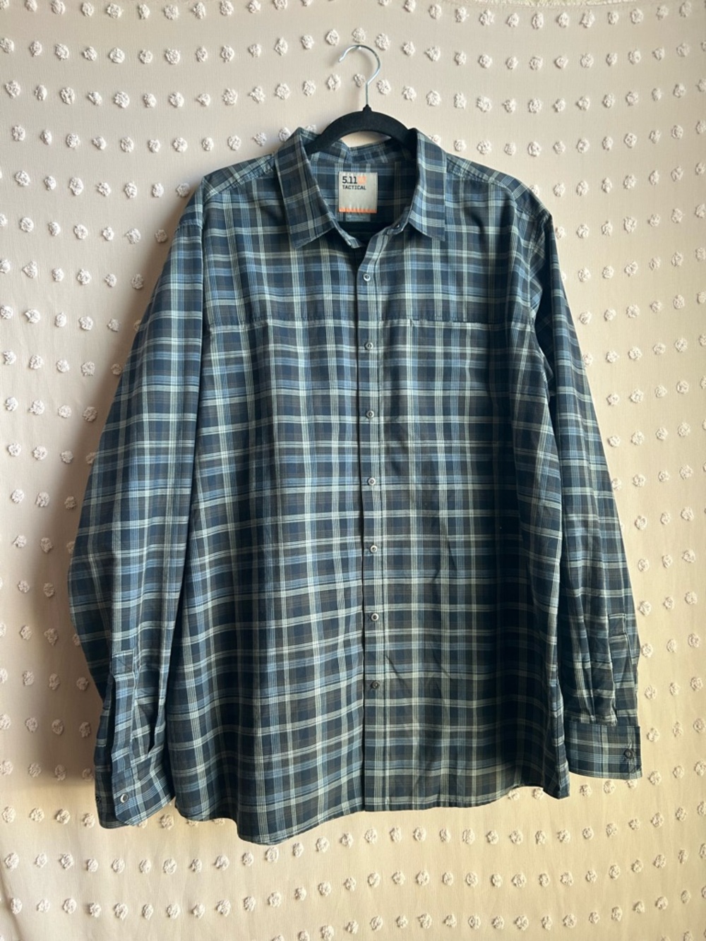 5.11 Tactical Men’s Long Sleeve Plaid Button Up Sz XL Navy‎